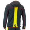 Black hooded sweatshirt with side pocket and white drawstrings