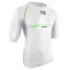 A white short sleeve top with arm holes.