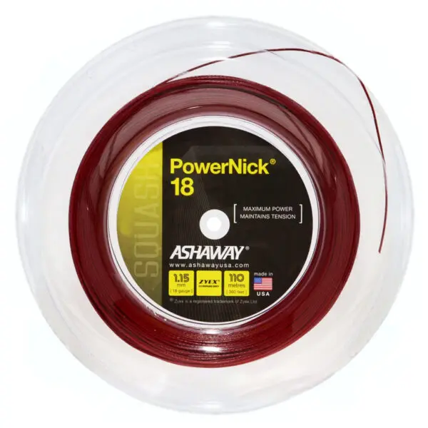 A possible alt tag for the given image could be PowerNickRedReel - Advanced badminton racket with a sleek red design and powerful features.