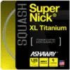 Supernick XL Titanium squash racket string set in a packet.