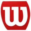 Wilson Squash Stencil - a black rubberized stencil featuring the Wilson logo and the word 'SQUASH' in bold white letters on a red background