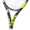 Badminton player in action hitting the shuttlecock