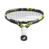 Tennis racket and tennis balls on a court