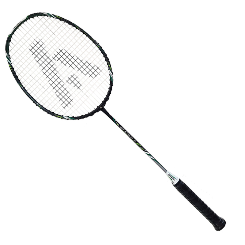Badminton racquet with sleek design and vibrant colors