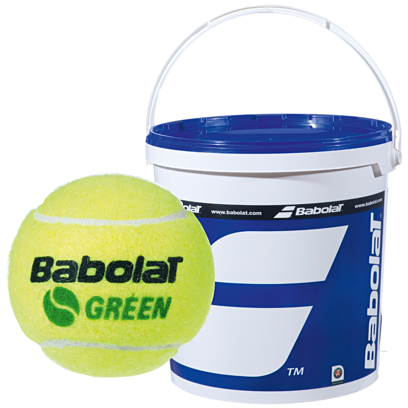 Green Babolat tennis ball tub