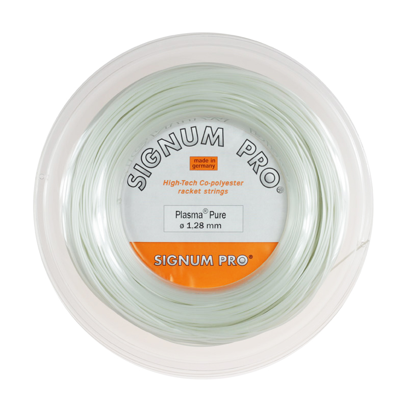 The alternative tag for this image URL could be Signum Pro Plasma Pure White tennis string - Product image.