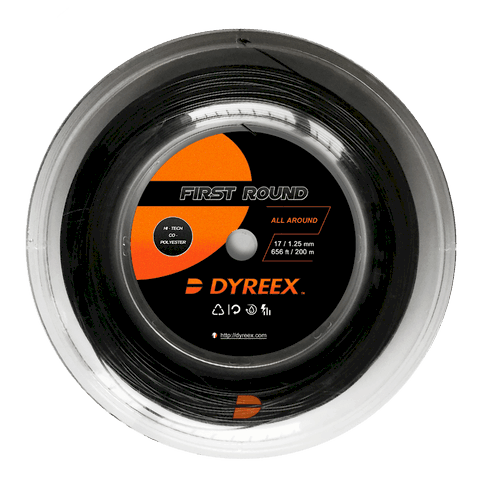 Dyreex First Round Tennis String 200m Reel (Black)