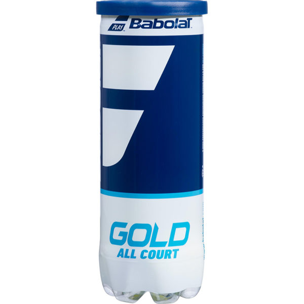Three gold all court tennis balls