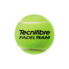 A group of padel team players holding a single ball.
