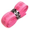 Pink and white PU grips for tennis rackets