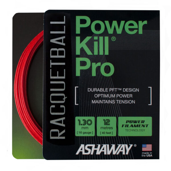 PowerKill Pro badminton racket with red and black color combination.