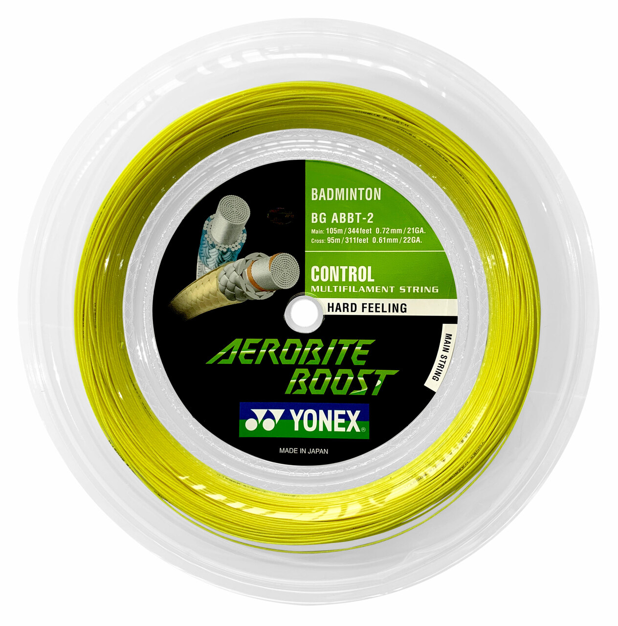 Yonex Aerobite Boost, 0.72-0.61mm Badminton Hybrid String, 200m Reel, product image