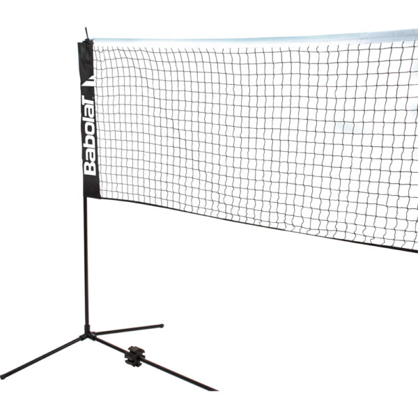 Black and yellow tennis racket on a court