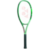 A possible alt tag for this image could be Close-up view of a professional tennis racket with blue strings.