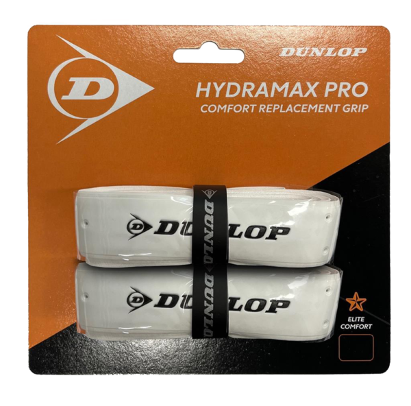 Dunlop Hydramax Pro Squash Replacement Grip (White) (2 Pack)