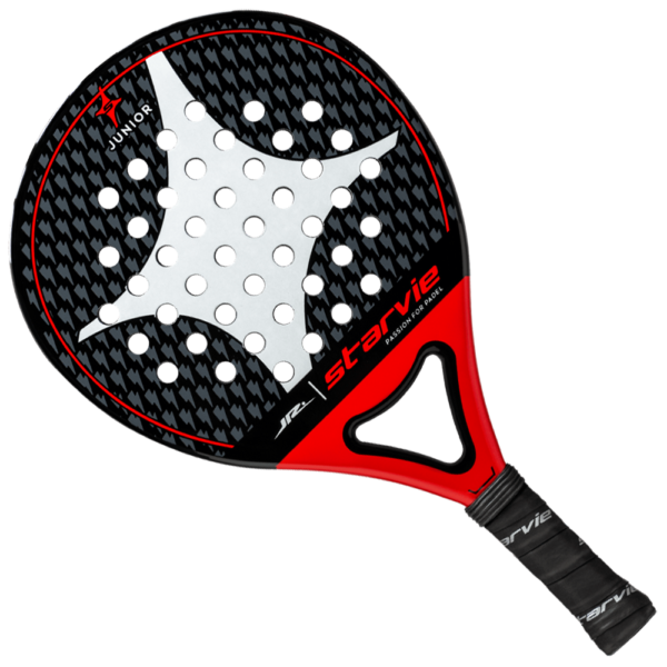StarVie Junior Padel Racket in red and black with a large white star on the padel head.