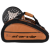 StarVie Luxury Kenta Padel Bag in orange and black with a Kenta padel racket sticking out the top.