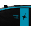 Close-up of the StarVie Racing Drax Padel Bag with "Passion for Padel" written and a large Star logo