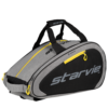 StarVie Luxury Silver Padel Bag with black handles and yellow accents