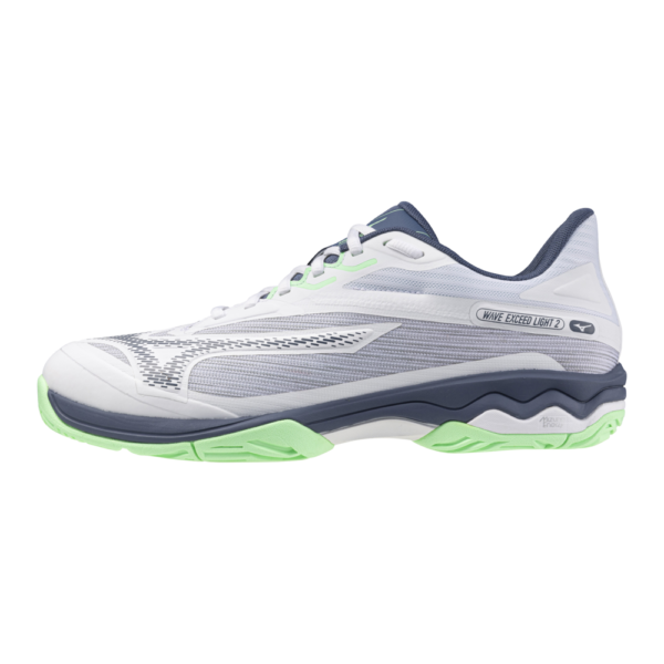 Mizuno Mens Wave Exceed Light 2 All Court Shoes (White/Vintage Indigo/Neo Mint) 2025