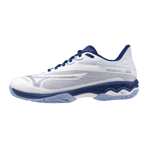 Mizuno Womens Wave Exceed Light 2 All Court Shoes (White/Bellwether Blue/Bel Air Blue) 2025