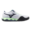 Mizuno Unisex Wave Enforce Tour 2 All Court Shoes (White/Neo Mint/Vintage Indigo) 2025