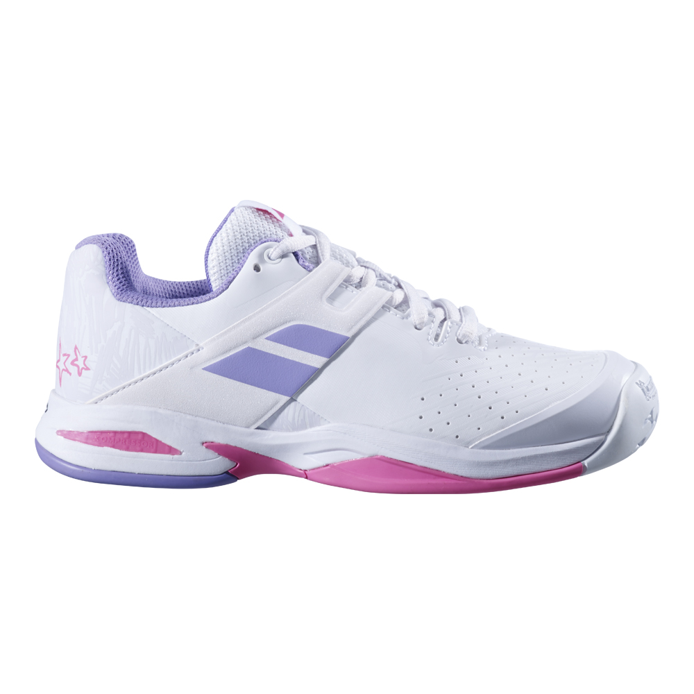 Babolat Propulse Junior All Court Tennis Shoes (White/Lavender) - Size 5 UK