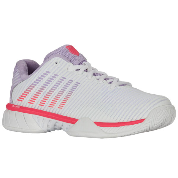 K-Swiss Womens Hypercourt Express 2 All Court Shoes (White/Orchid Petal/Neon Blaze) 2025