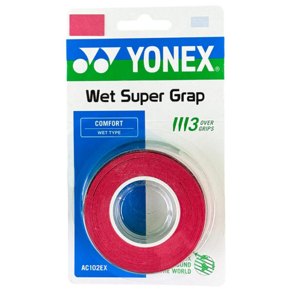 Yonex Wet Super Grap Overgrip 3 Pack (Jewel Tones) - Red