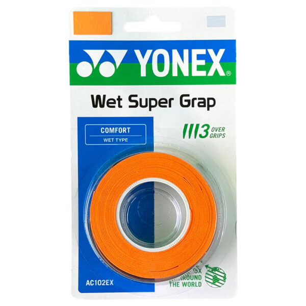 Yonex Wet Super Grap Overgrip 3 Pack (Classic Colours) - Orange