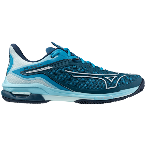 Mizuno Mens Wave Exceed Tour 6 All Court Shoe (Moroccan Blue/White/Blue Topaz) - Size 10.5 UK