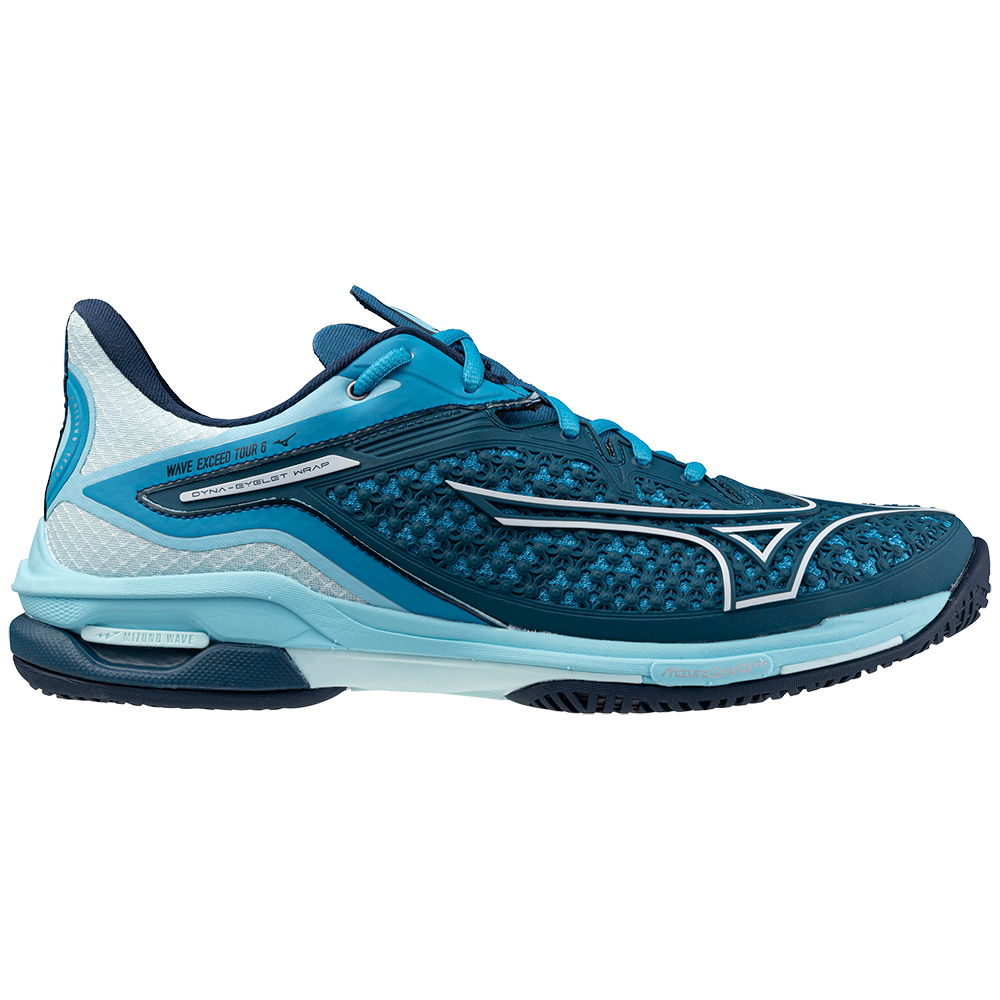 Mizuno Mens Wave Exceed Tour 6 All Court Shoe (Moroccan Blue/White/Blue Topaz) - Size 10.5 UK