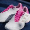 Adidas Womens Barricade 13 All Court Shoes (White/Ash Pearl/Lucid Pink) (2025)