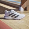 Adidas Womens Court Team 2.0 Indoor Court Shoes (White/Core Black/Powder Plum) Indoor Court Shoes (2025)