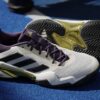 Adidas Mens Barricade 13 All Court Shoes (White/Core Black/Aurora Plum) (2025)