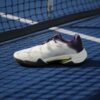 Adidas Mens Barricade 13 All Court Shoes (White/Core Black/Aurora Plum) (2025)
