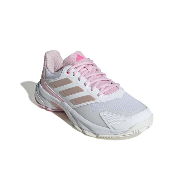 Adidas Womens CourtJam Control 3 All Court Shoes (White/Silver Met/Lucid Pink) (2025)