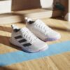 Adidas Womens Court Team 2.0 Indoor Court Shoes (White/Core Black/Powder Plum) Indoor Court Shoes (2025)