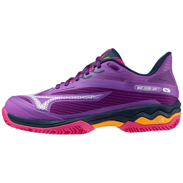 Mizuno Womens Wave Exceed Light 2 Padel Shoe (Hyacinth/White/Fuchsia Purple) - Size 5 UK