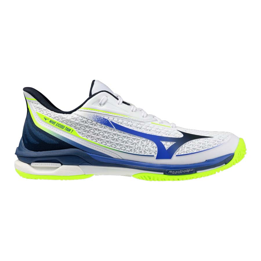 Mizuno Unisex Wave Exceed Tour 7 All Court Shoes (White/Dazzling Blue/Lightning Yellow) 2026