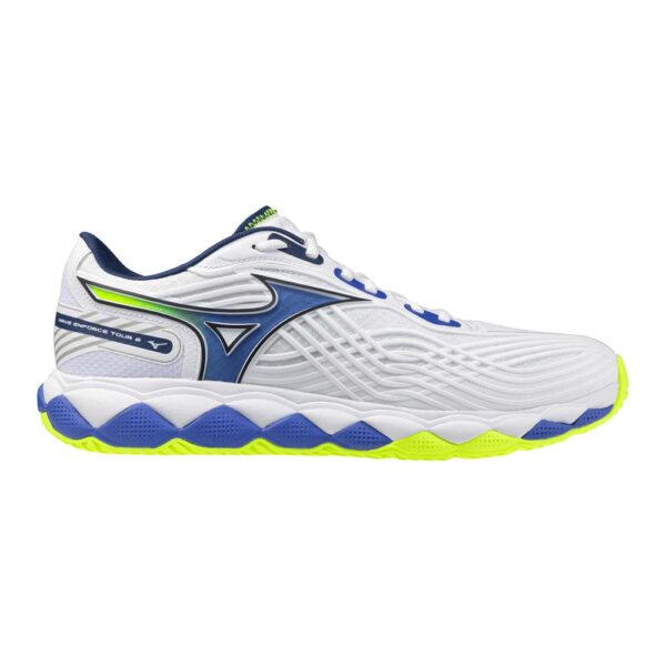 Mizuno Unisex Wave Enforce Tour 2 All Court Shoes (White/Dazzling Blue/Lightning Yellow) 2026