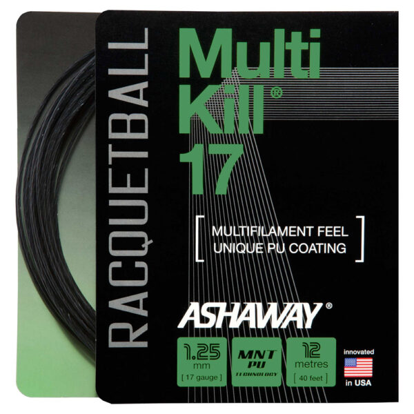 Ashaway Multikill 17 1.25mm - 12m Racketball String Set (Black)