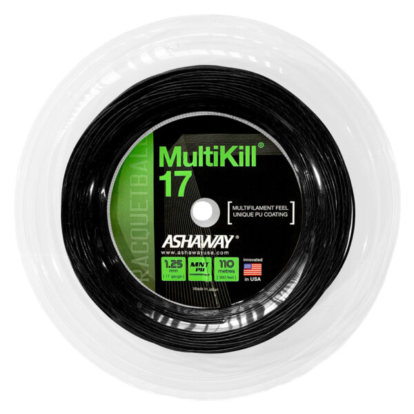 Ashaway Multikill 17 1.25mm - 110m Reel Racketball String (Black)