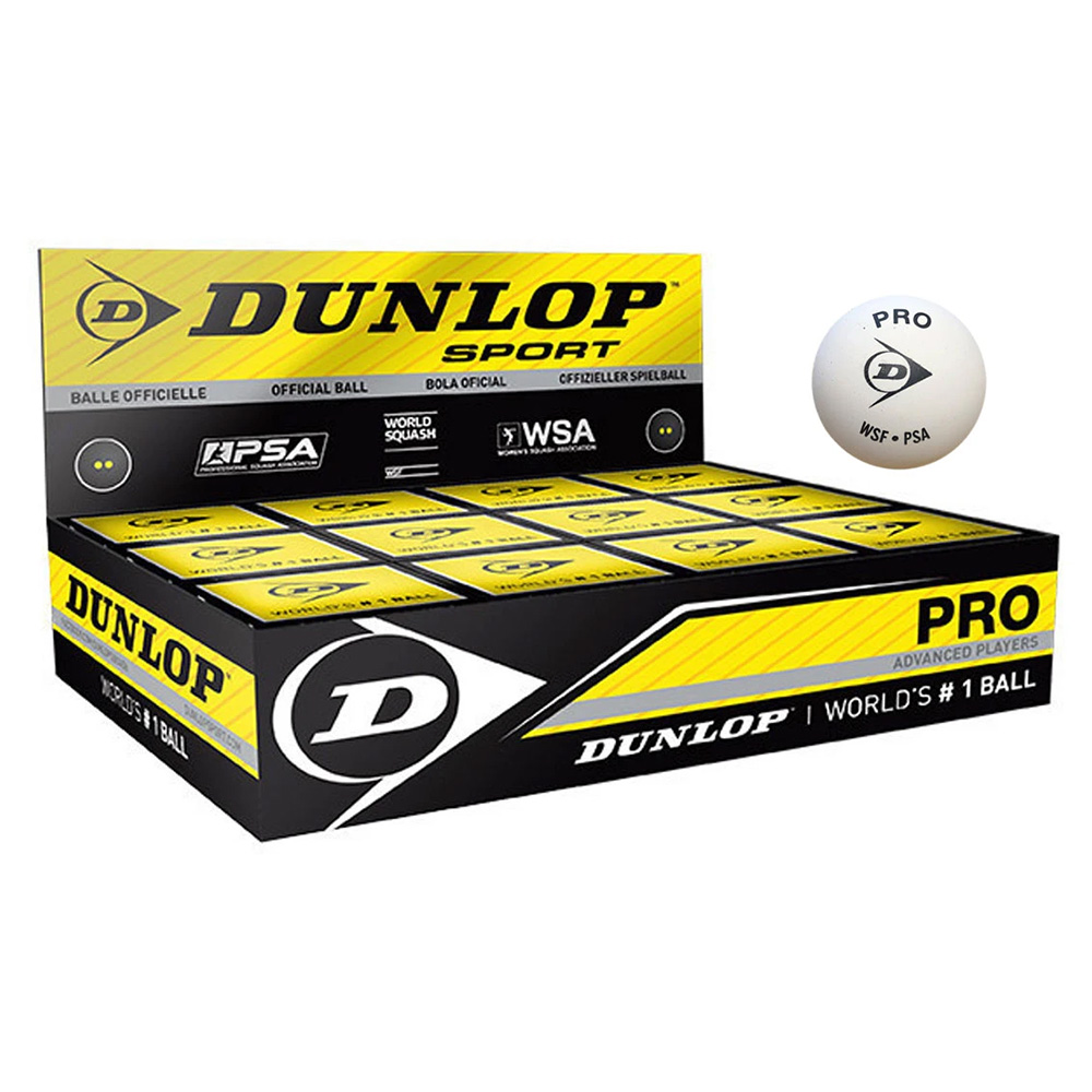 Dunlop Pro White Squash Ball (Dozen Box)