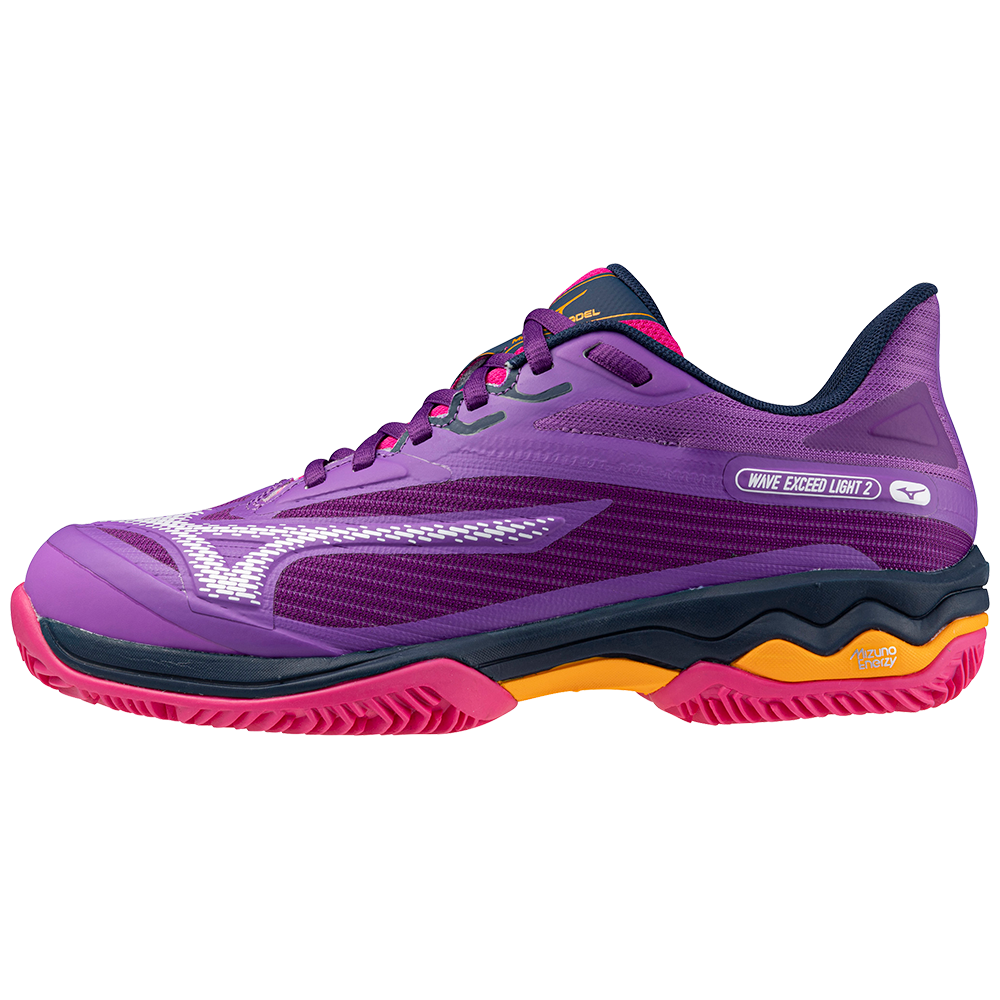 Mizuno Womens Wave Exceed Light 2 Padel Shoe (Hyacinth/White/Fuchsia Purple) - Size 7.5 UK