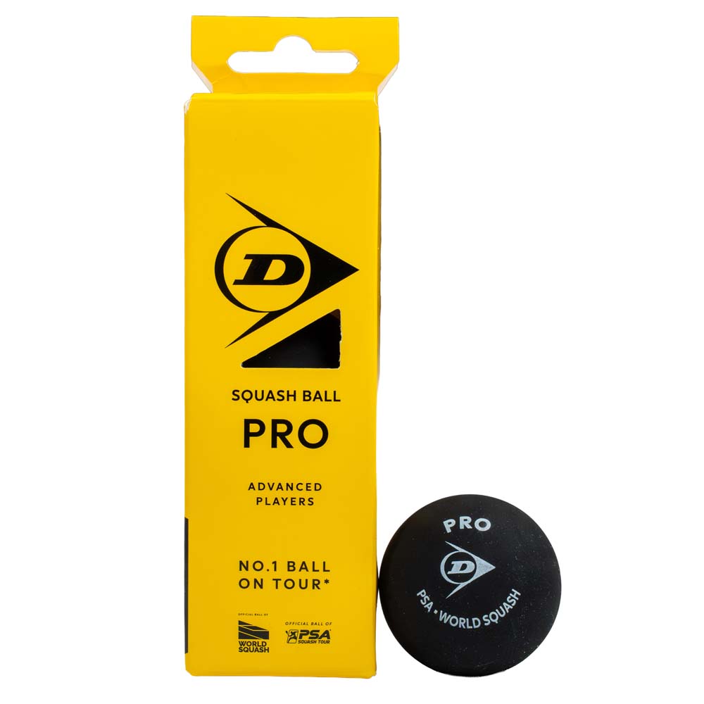 Dunlop Pro Double Yellow Dot Squash Ball (3 Tube)