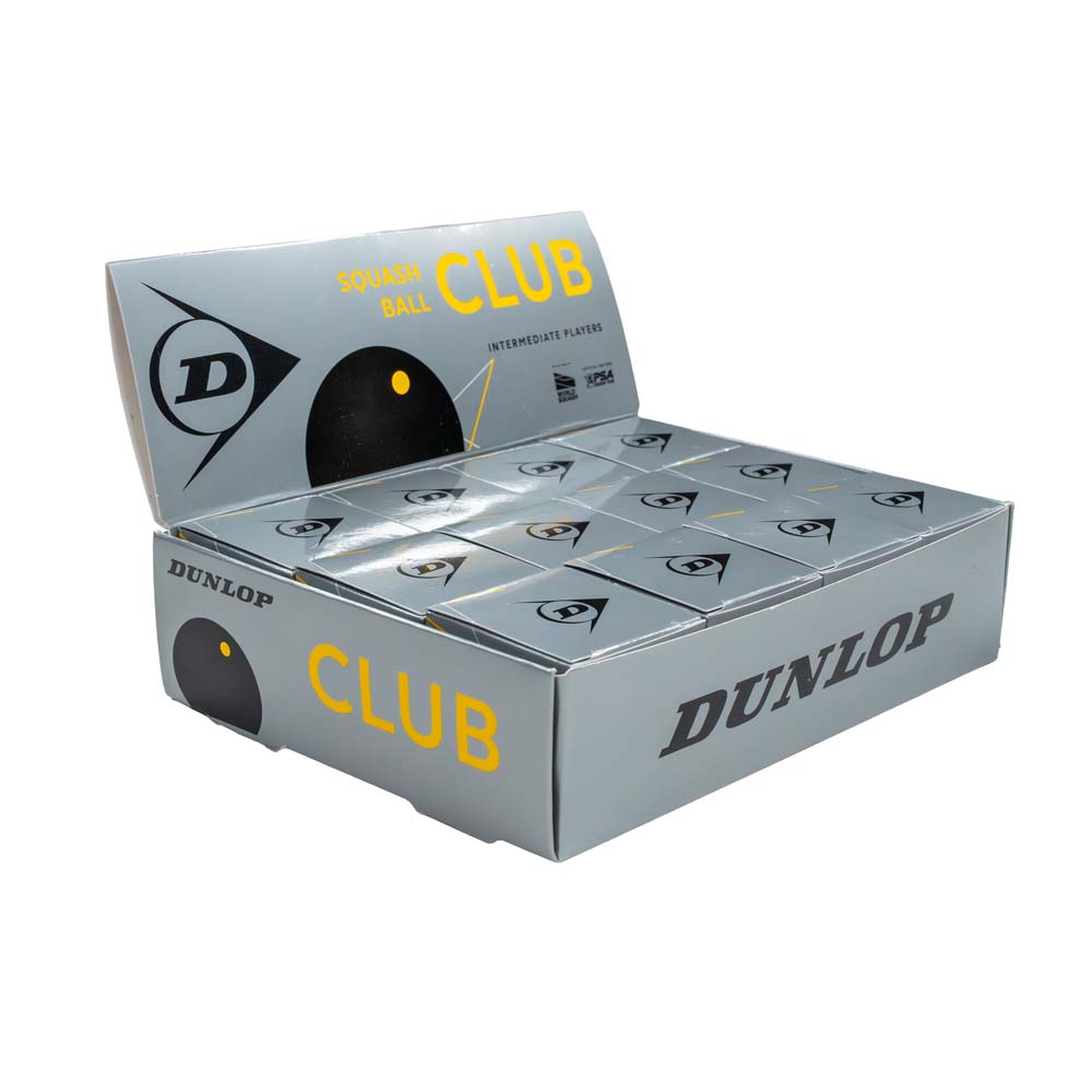 Dunlop Club Yellow Dot Squash Ball (12x1 Box)
