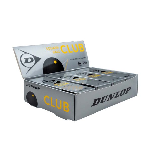 Dunlop Club Yellow Dot Squash Ball (4x3 Box)