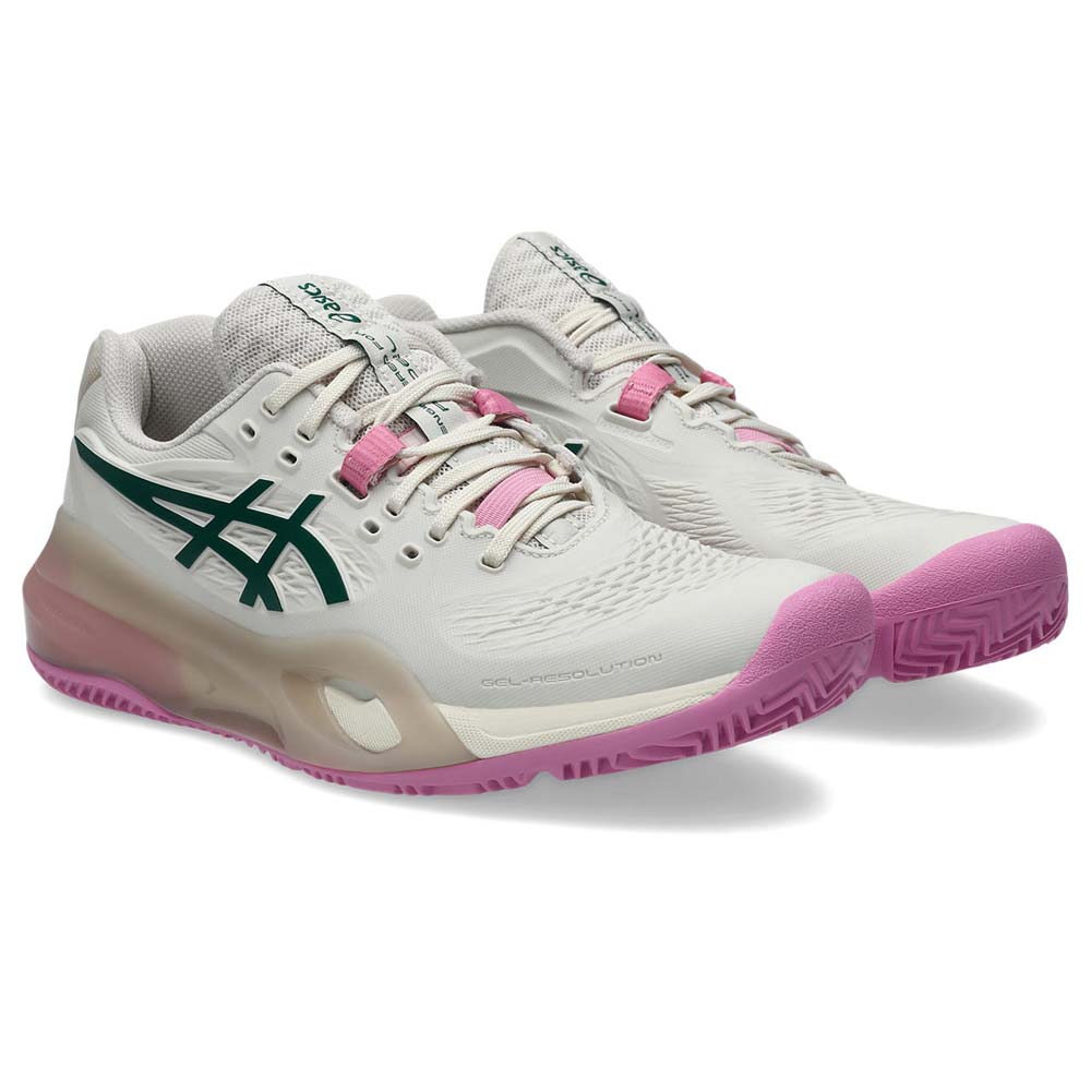 Asics Womens Gel-Resolution X Padel Shoe (Soft Oat/Jewel Green) 2026 – Size: 6 UK (SHOP SOILED)